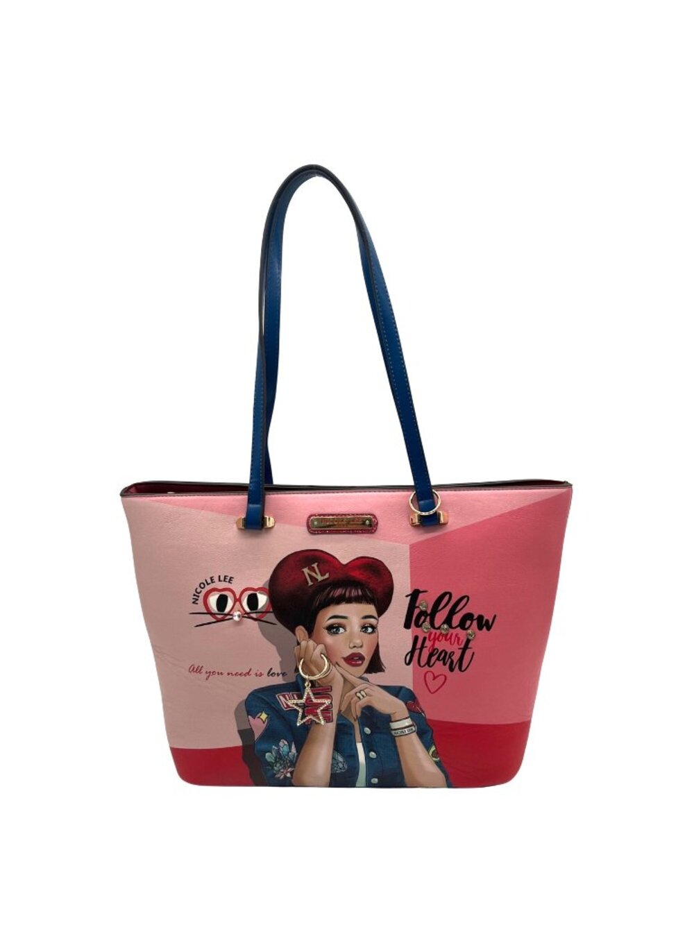 Nicole Lee Daisy Takes Love Print Faux Leather Tote Bag